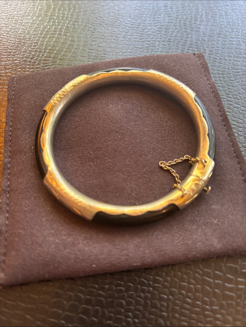Rare  gold and Black coral Bracelet with safety gold chain